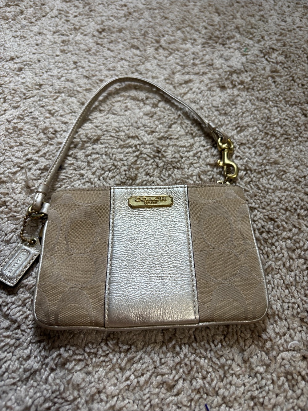 Coach Tan Signature Small Wristlet